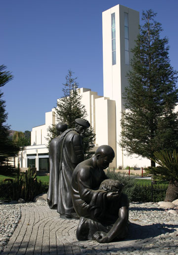 The Good Samaritan sculpture represents Loma Linda's motto--To make man whole.