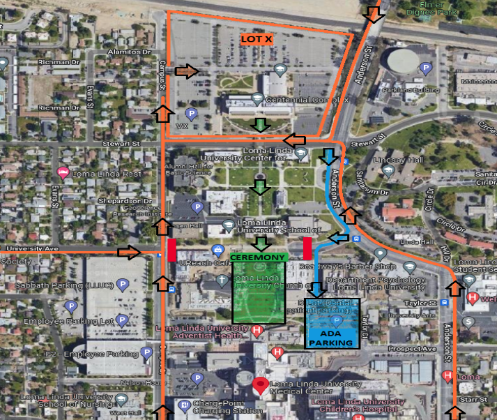 map of commencement parking 2022