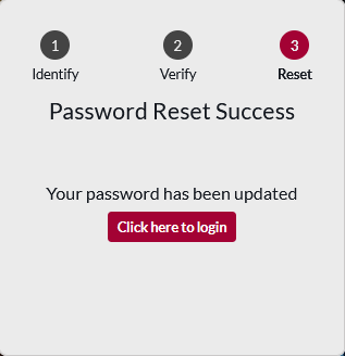 Password Reset success